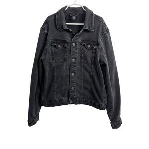 H and M Jacket Boys 18 Kids Jean Denim Casual Fall Basic Trucker Black Button Up